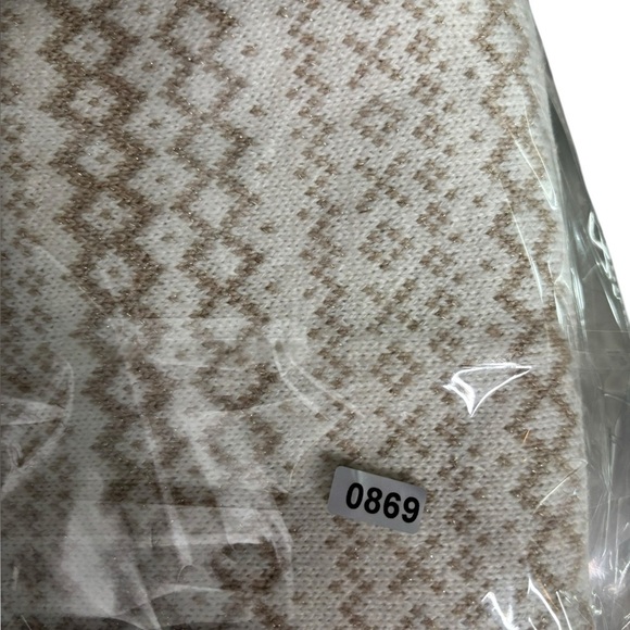 NWT Talbots Fair Isle Winter Print Cream Knit Crewneck Sweater Size Medium - Picture 11 of 11